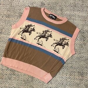 Women’s western Brown and Pink Sleeveless Top